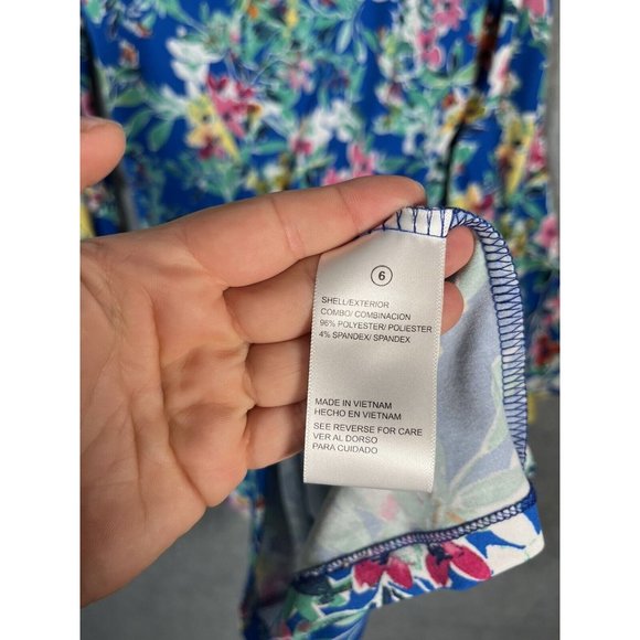 Shelby palmer Midi Dress Womens 6 Flutter bell Sleeve Pop Colorful Tropical - Picture 9 of 11